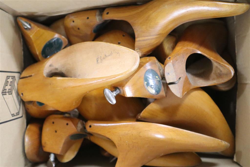 A collection of wooden shoe trees